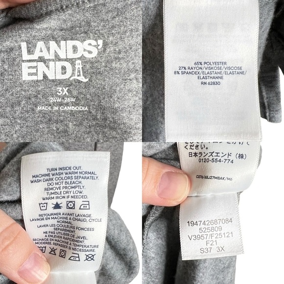Lands’ End Heather Gray V Neck Rayon Blend Slouchy Short Sleeve Blouse - Picture 12 of 12